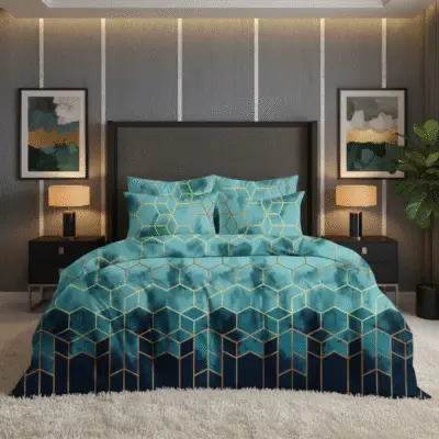 Gold-Lined Hexagon 6 PCs Comforter Set