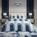 Blue Geometric Ombre 6 PCs Comforter Set