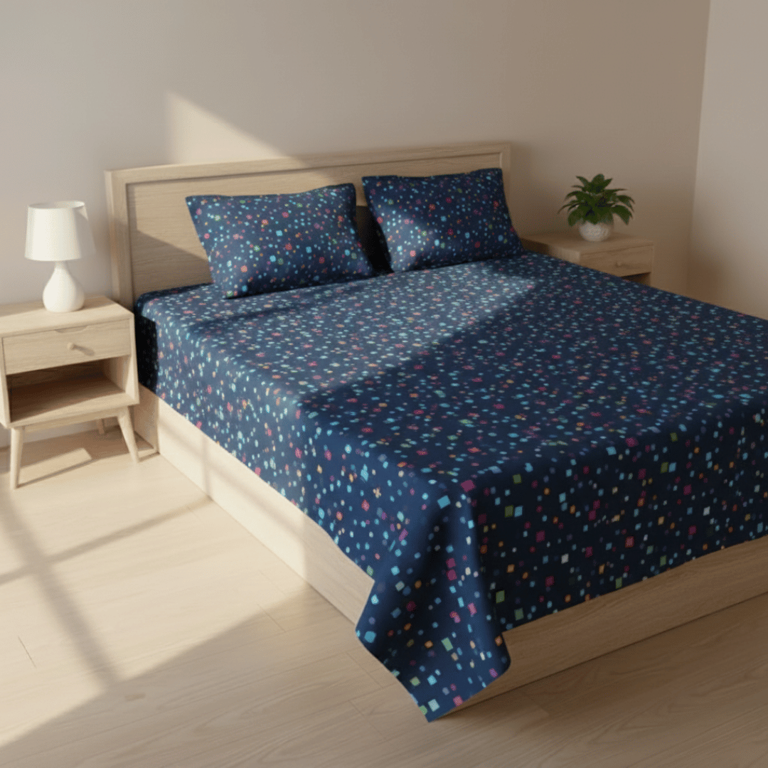 Navy Blue Multi-Color Square