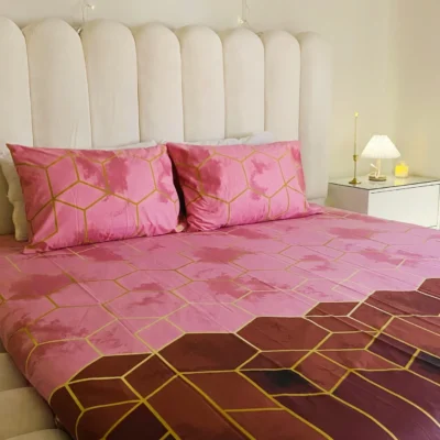 Pink Gold-Lined Hexagon